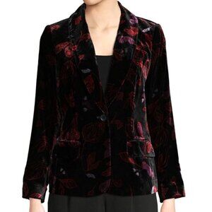 Diane Von Furstenberg Mikki Velvet Floral Shawl Collar Blazer Jacket